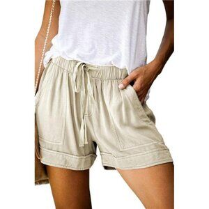 Womens Drawstring Shorts Summer Elastic Waist Casual Lightweight with Pockets